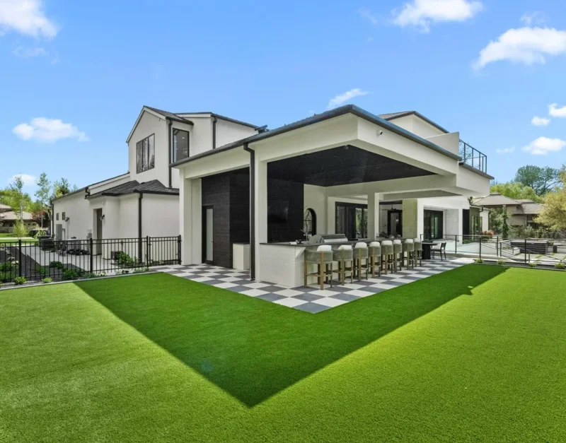 Modern luxury home with integrated gutters and drainage in Parker